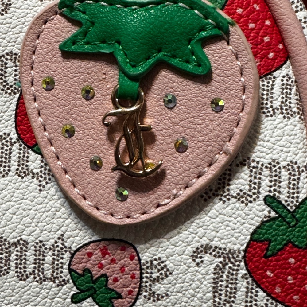 Juicy Couture Pink‎ and White Crossbody Bag with Playful Design of strawberries - Picture 3 of 6